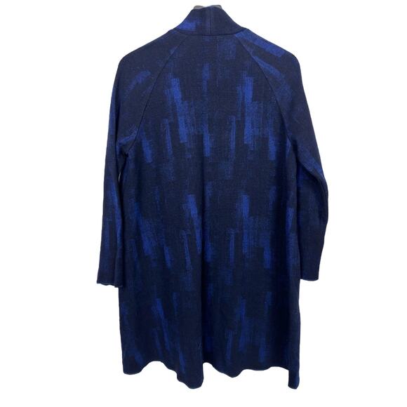 Eileen Fisher Navy Blue Black‎ Wool Blend Cardigan Sweater Duster Size PS - Picture 2 of 9